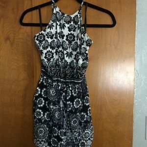 Navy and white flower romper